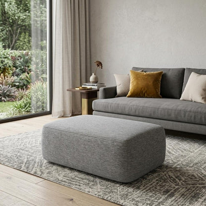 26" Gray and Brown Fabric Ottoman HomeRoots