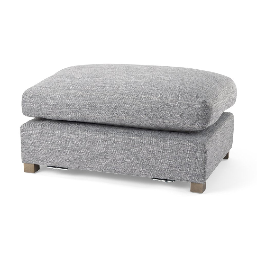26" Gray and Brown Fabric Ottoman — view 6