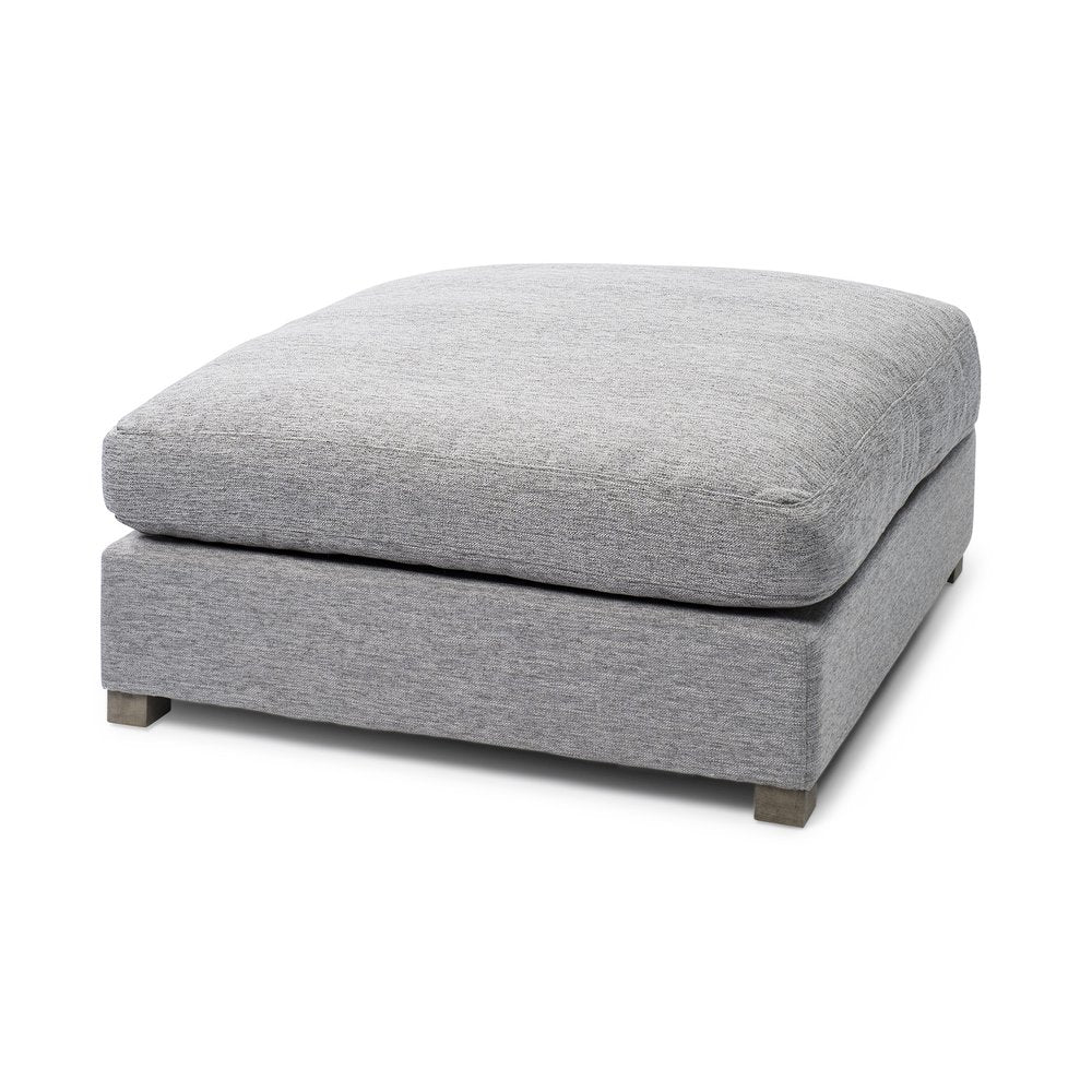 26" Gray and Brown Fabric Ottoman HomeRoots