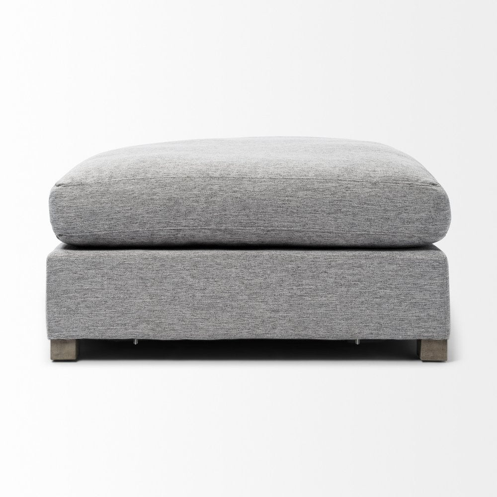 26" Gray and Brown Fabric Ottoman HomeRoots