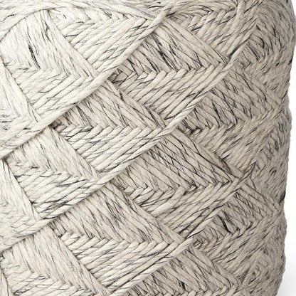 16" Beige and Gray Wool Chevron Round Pouf Ottoman HomeRoots
