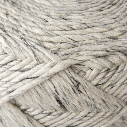 16" Beige and Gray Wool Chevron Round Pouf Ottoman HomeRoots