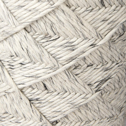 16" Beige and Gray Wool Chevron Round Pouf Ottoman HomeRoots