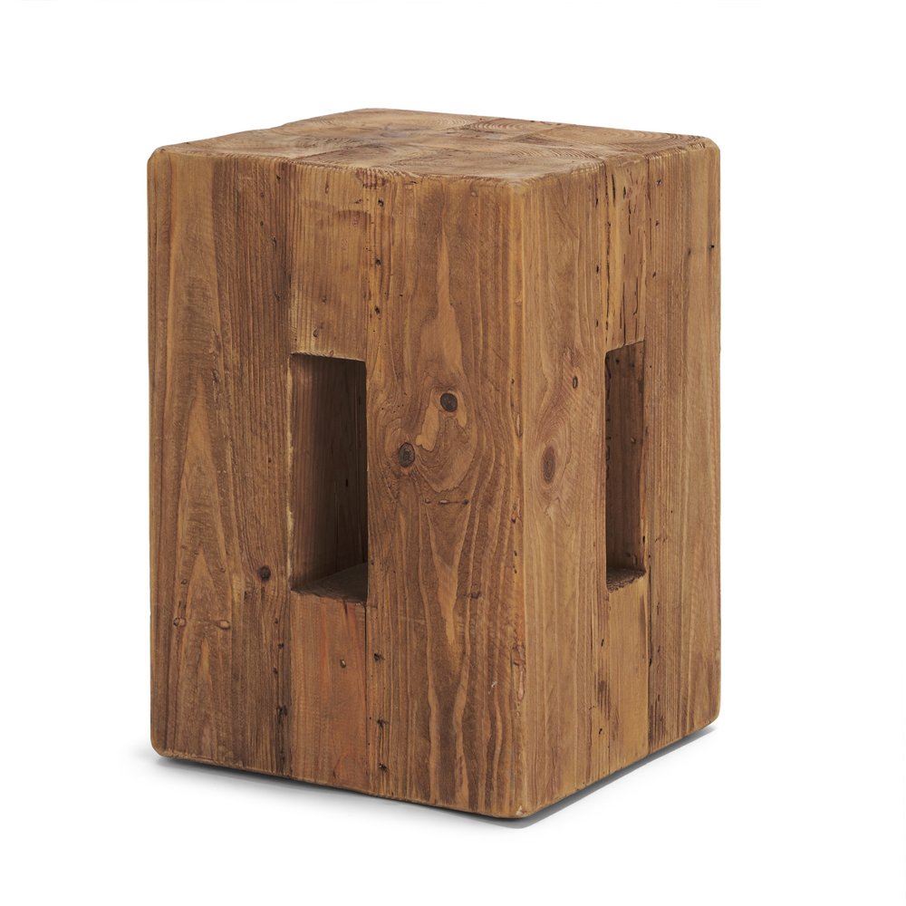 17" Brown Distressed Solid Wood Square Pedestal End Table With Shelf HomeRoots
