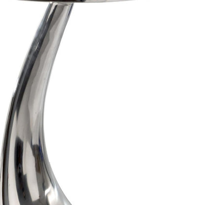 21" Silver And Black Aluminum And Granite Round Abstract End Table HomeRoots