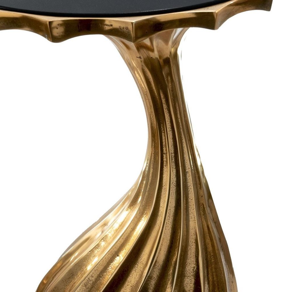 25" Gold And Black Aluminum And Granite Round Abstract End Table HomeRoots