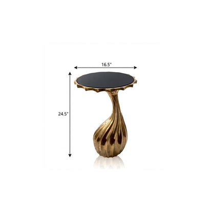 25" Gold And Black Aluminum And Granite Round Abstract End Table HomeRoots