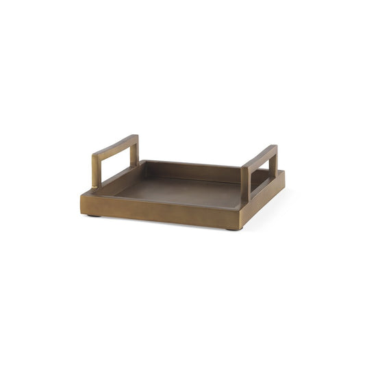 12" Gold Aluminum Hand Finished Serving Tray With Handles