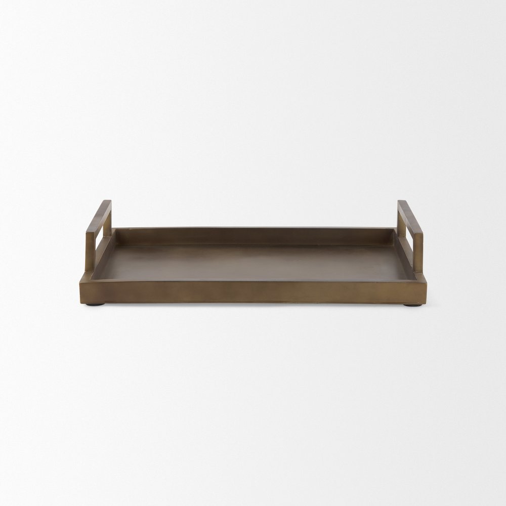 15" Gold Aluminum Hand Finished Vanity Tray With Handles — view 12