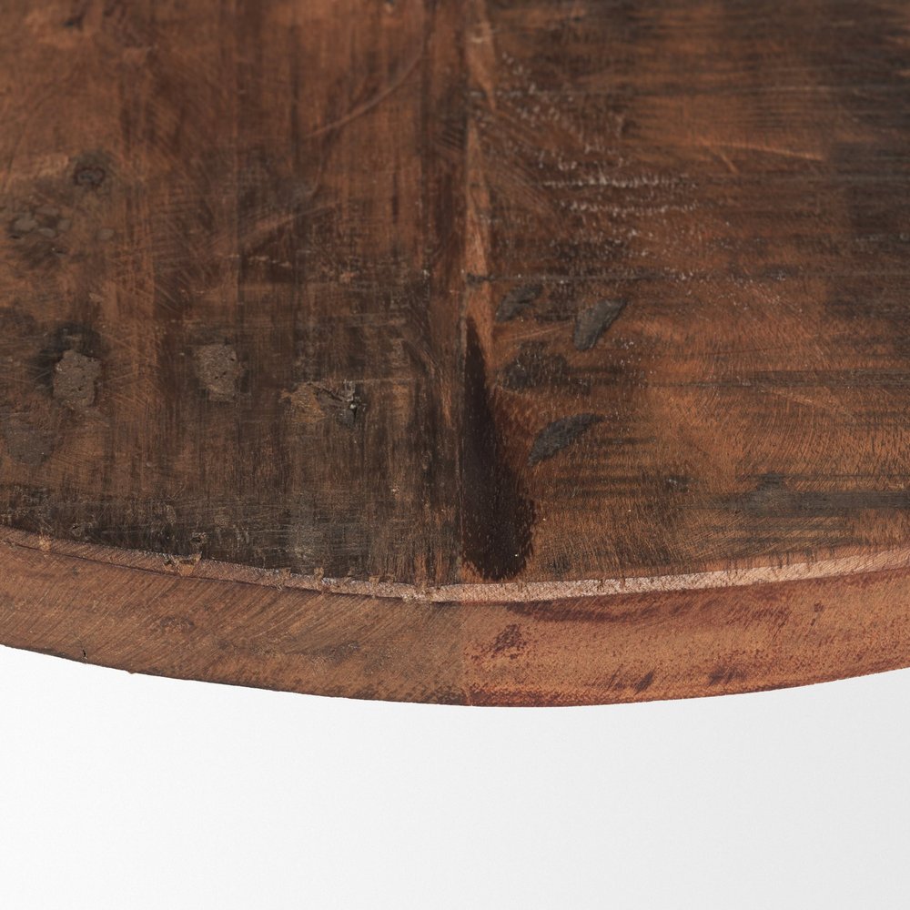 14" Brown Reclaimed Wood Hand Finished Round Riser Tray — view 12