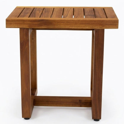 18" X 18" Brown Teak Slat Rectangular Shower Bench