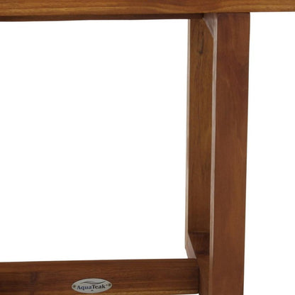 18" X 18" Brown Teak Slat Rectangular Shower Bench