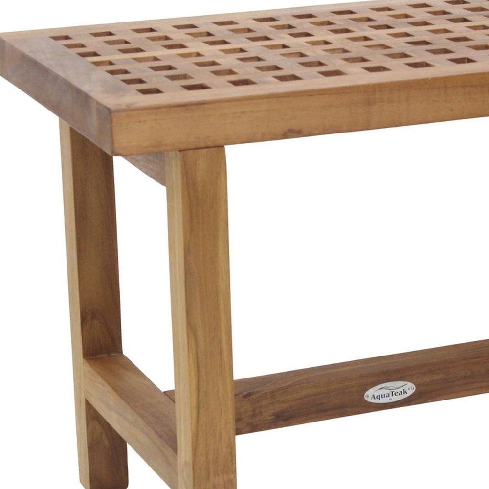 18" X 24" Brown Teak Geometric Rectangular Shower Bench — view 1