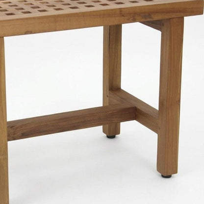 18" X 24" Brown Teak Geometric Rectangular Shower Bench