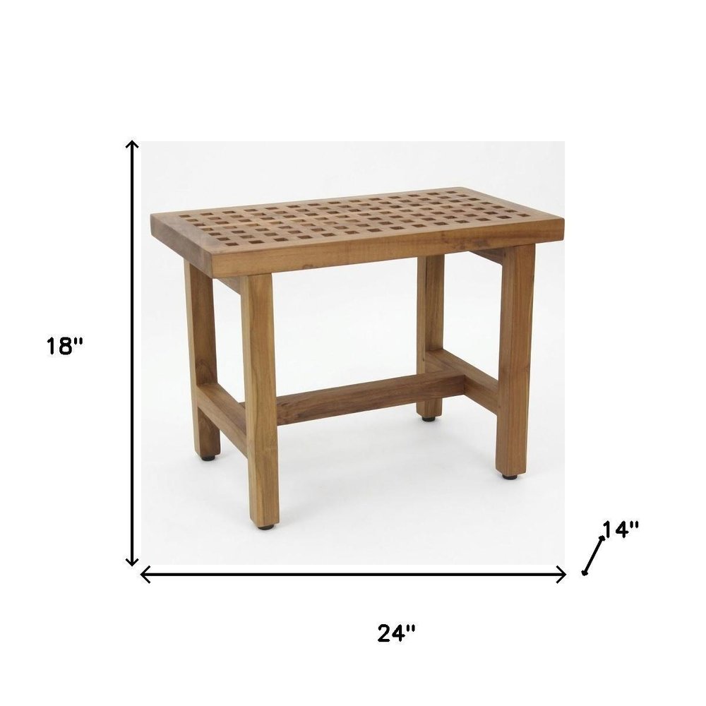 18" X 24" Brown Teak Geometric Rectangular Shower Bench — view 7
