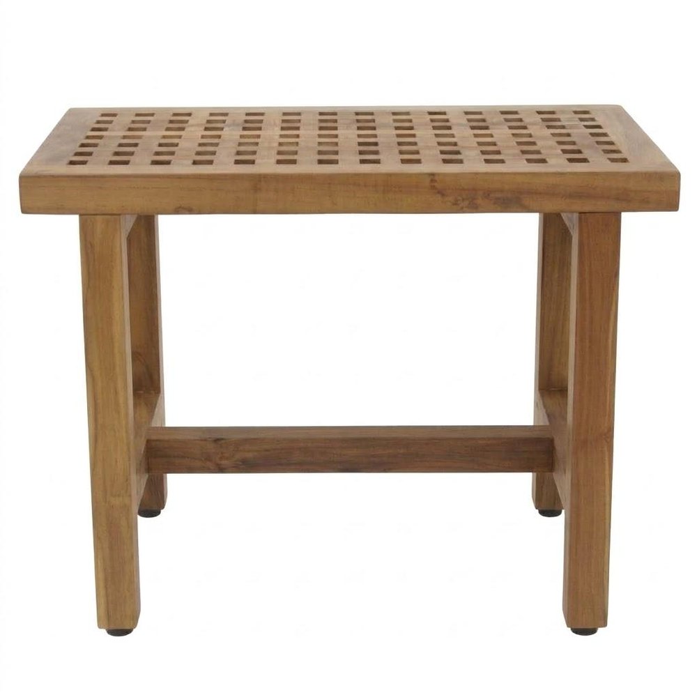 18" X 24" Brown Teak Geometric Rectangular Shower Bench