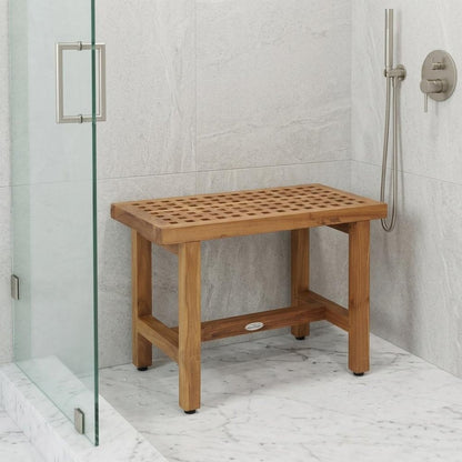 18" X 24" Brown Teak Geometric Rectangular Shower Bench