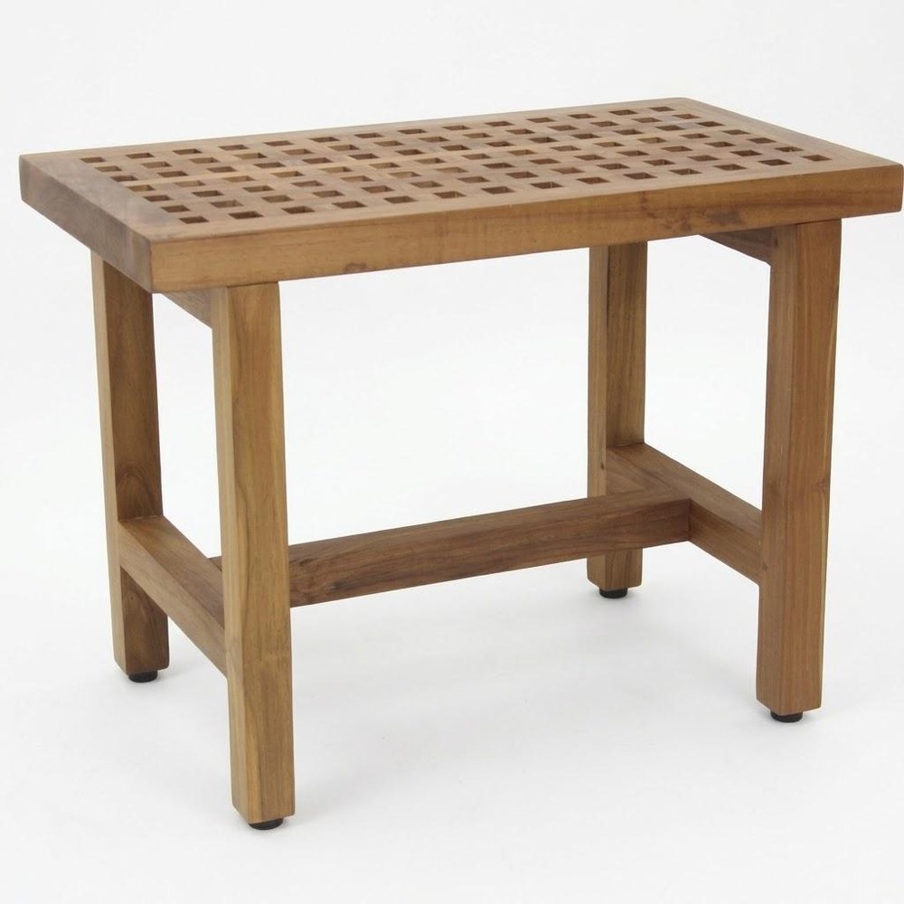18" X 24" Brown Teak Geometric Rectangular Shower Bench — view 3