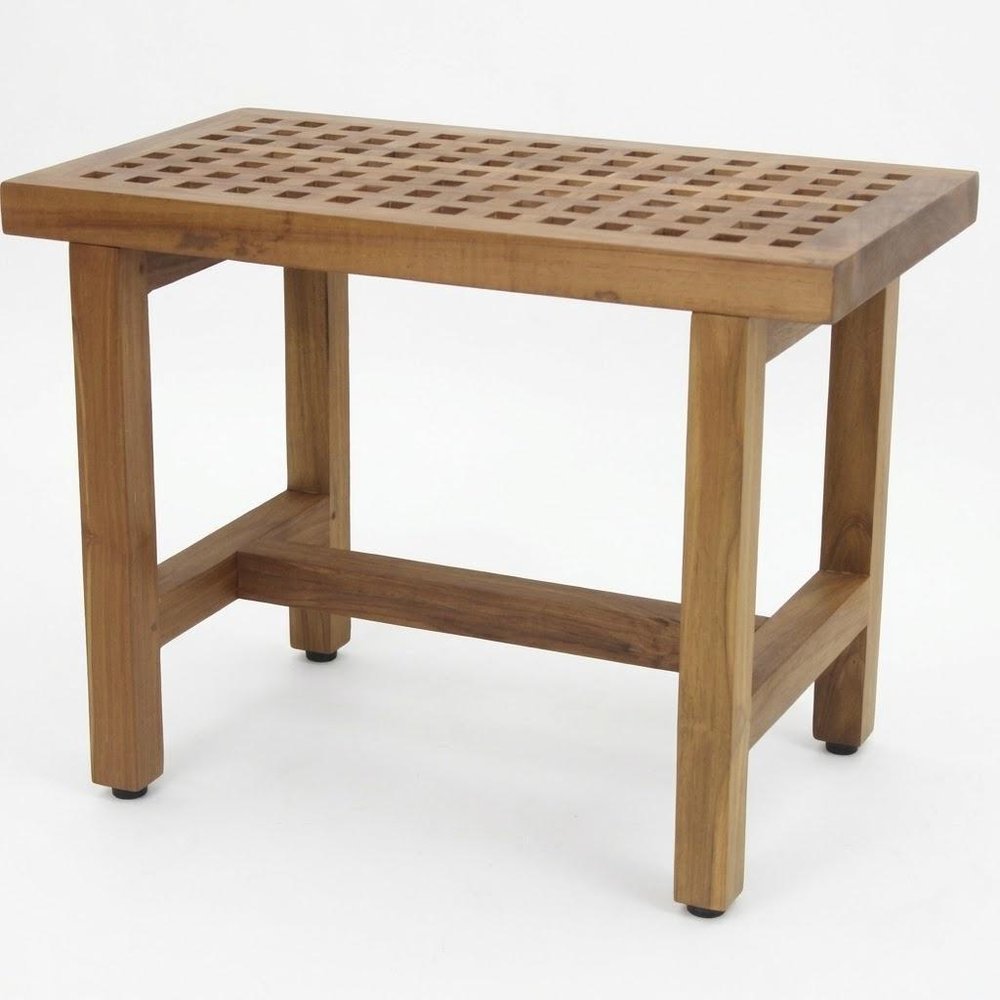 18" X 24" Brown Teak Geometric Rectangular Shower Bench — view 5