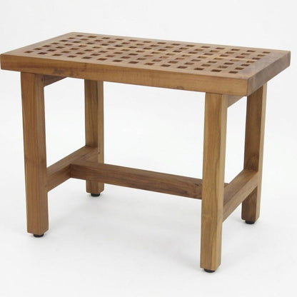 18" X 24" Brown Teak Geometric Rectangular Shower Bench