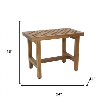18" X 24" Brown Teak Geometric Rectangular Shower Bench
