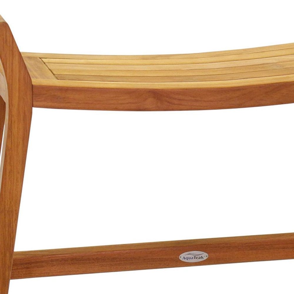 22" X 31" Brown Teak Rectangular Shower Bench With Handles — view 2