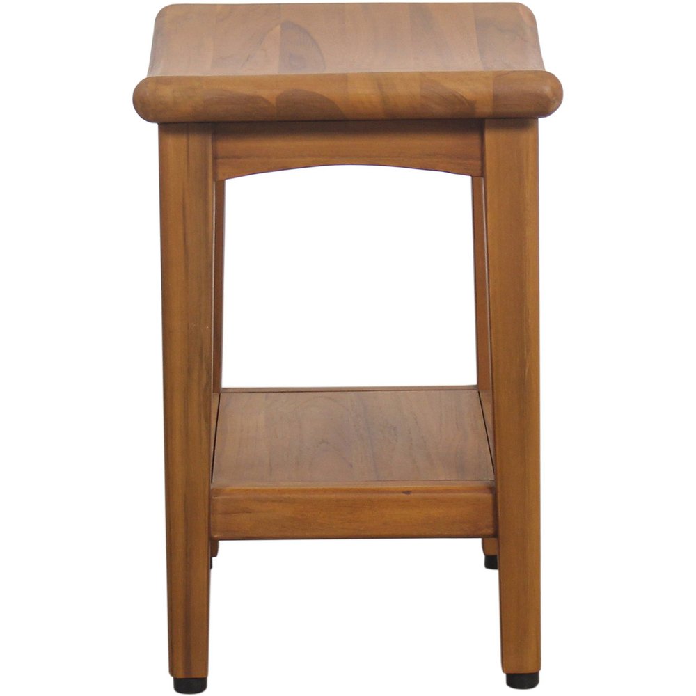18" X 18" Brown Teak Rectangular Shower Bench With Shelf — view 2