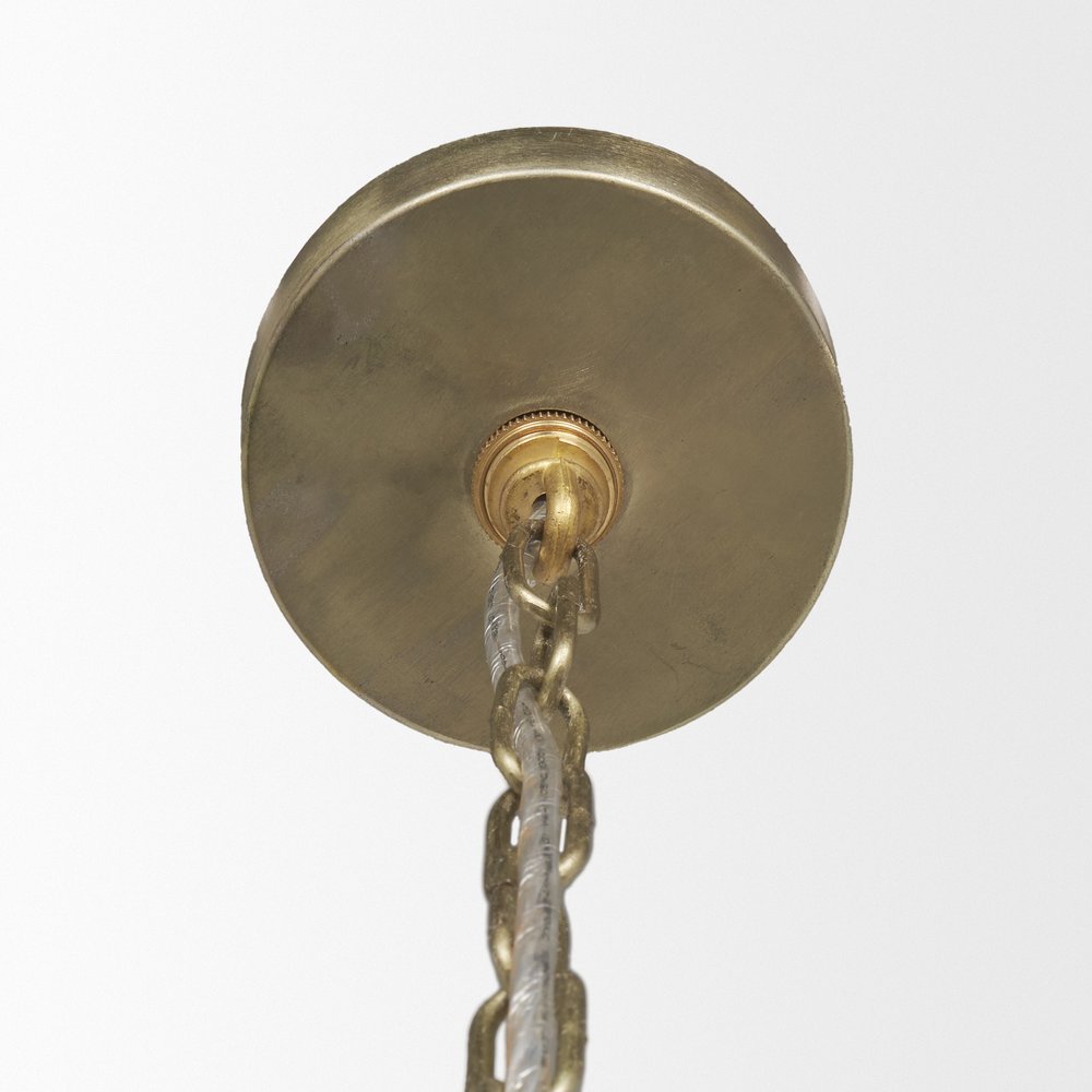Gold Metal Dimmable Chandelier With Gold Shades — view 4