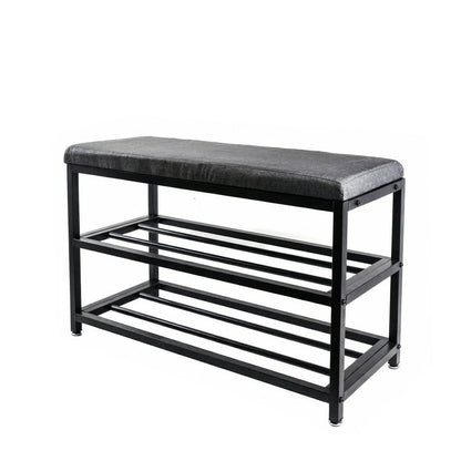 Black Six Pair MetalShoe Storage Bench HomeRoots