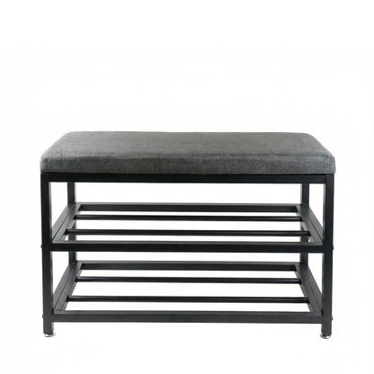 Black Six Pair MetalShoe Storage Bench HomeRoots