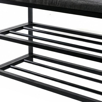 Black Six Pair MetalShoe Storage Bench HomeRoots