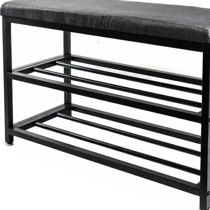 Black Six Pair MetalShoe Storage Bench HomeRoots