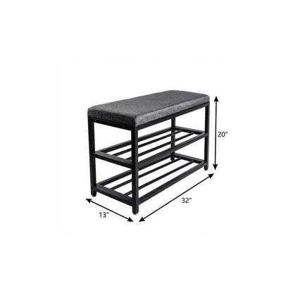 Black Six Pair MetalShoe Storage Bench HomeRoots