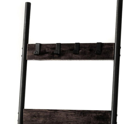 63" Black Metal Blanket Ladder With Magazine Storage HomeRoots