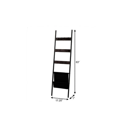 63" Black Metal Blanket Ladder With Magazine Storage HomeRoots