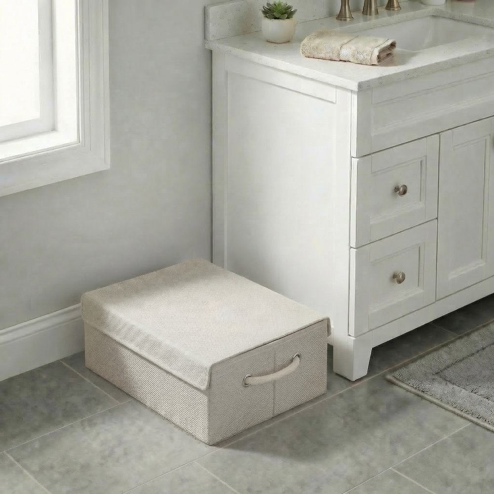 10" Off White Wicker Single Door Linen Cabinet — view 5
