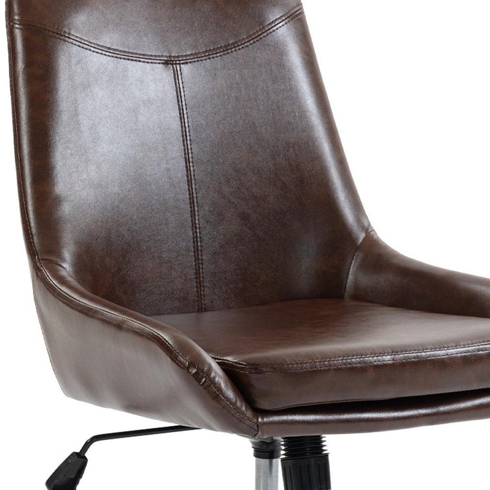 Dark Brown and Black Adjustable Height Swivel Rolling Office Chair HomeRoots