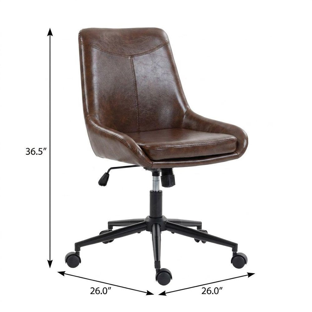 Dark Brown and Black Adjustable Height Swivel Rolling Office Chair HomeRoots