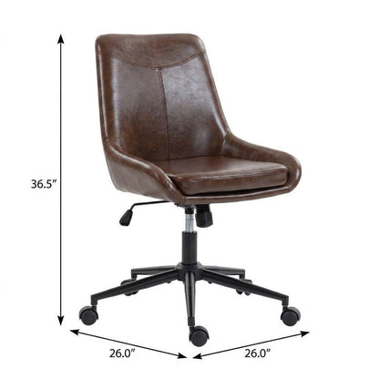 Dark Brown and Black Adjustable Height Swivel Rolling Office Chair HomeRoots