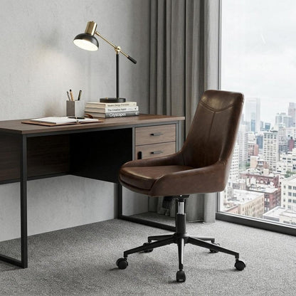 Dark Brown and Black Adjustable Height Swivel Rolling Office Chair HomeRoots