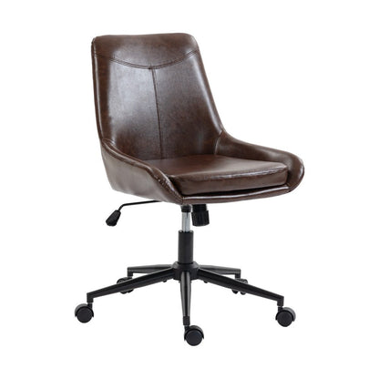 Dark Brown and Black Adjustable Height Swivel Rolling Office Chair HomeRoots