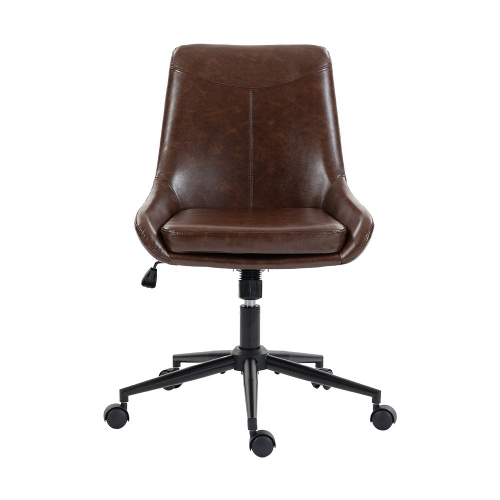 Dark Brown and Black Adjustable Height Swivel Rolling Office Chair HomeRoots