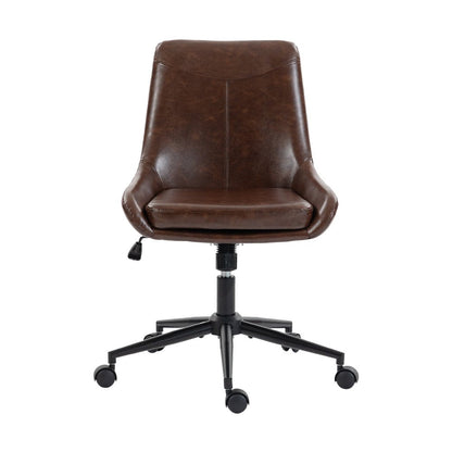 Dark Brown and Black Adjustable Height Swivel Rolling Office Chair HomeRoots