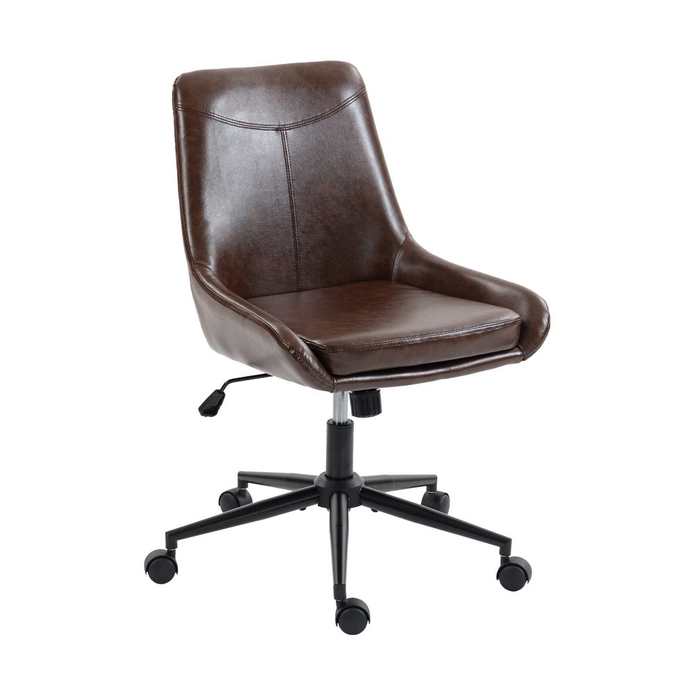 Dark Brown and Black Adjustable Height Swivel Rolling Office Chair HomeRoots