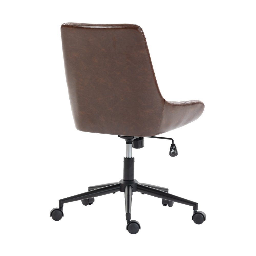 Dark Brown and Black Adjustable Height Swivel Rolling Office Chair — view 5