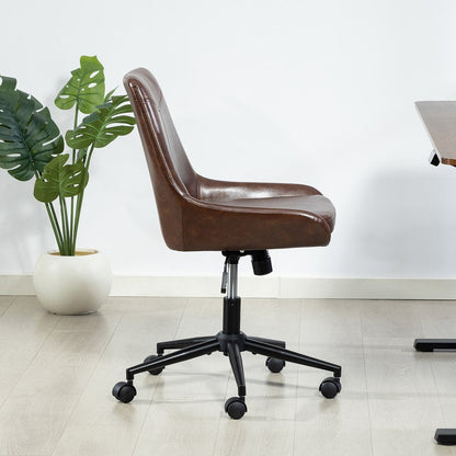 Dark Brown and Black Adjustable Height Swivel Rolling Office Chair HomeRoots