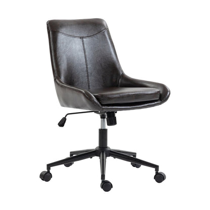 Dark Brown and Black Adjustable Height Swivel Rolling Office Chair HomeRoots