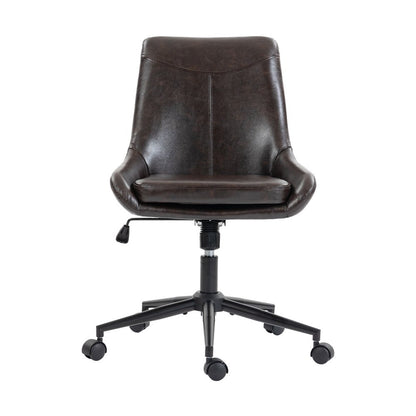 Dark Brown and Black Adjustable Height Swivel Rolling Office Chair HomeRoots