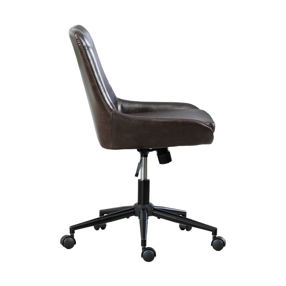 Dark Brown and Black Adjustable Height Swivel Rolling Office Chair — view 11
