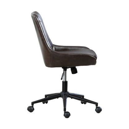 Dark Brown and Black Adjustable Height Swivel Rolling Office Chair HomeRoots
